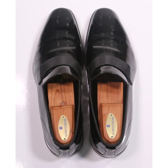 Hugo Boss Black Patent Leather Tuxedo Formal Loafers Grosgrain Band Men's US 7 - Picture 5 of 12